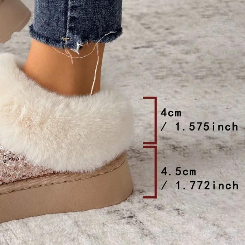 Winter New Women's Thick Bottom Thick Plush Snow Boots Anti Slip Waterproof Glitter Cotton Boots