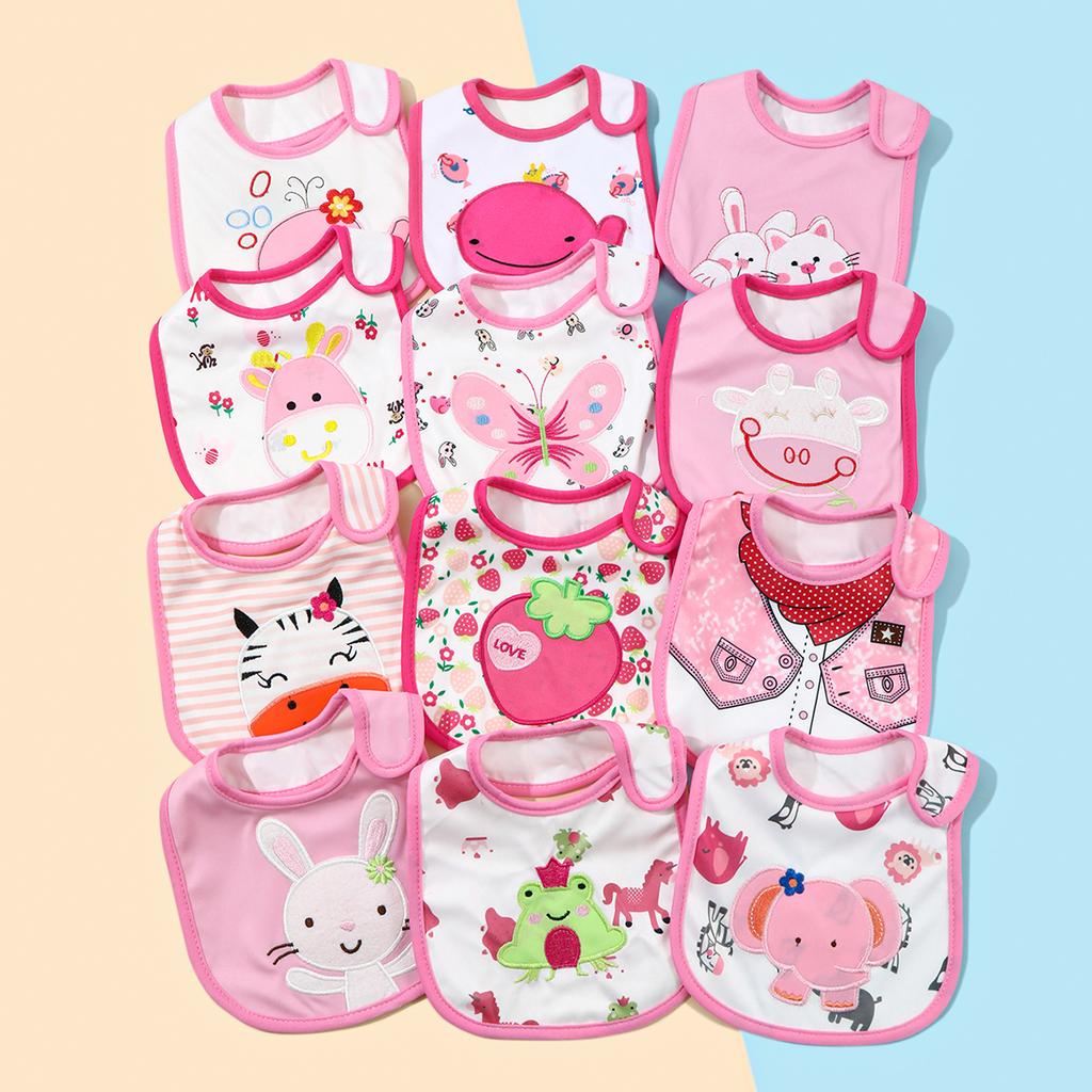 Random 5pcs/set Baby Girl Boy Feeding Bibs Waterproof Apron Cartoon Towel Kids Toddler Dinner Burp Cloths