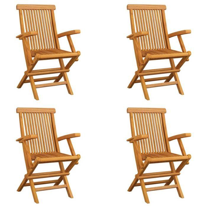 VidaXL Lot de 4 Chaises Pliables de Jardin, Sièges de Terrasse, Chaises de Balcon, Meubles de Patio Extérieur, Bois de Teck 3065528