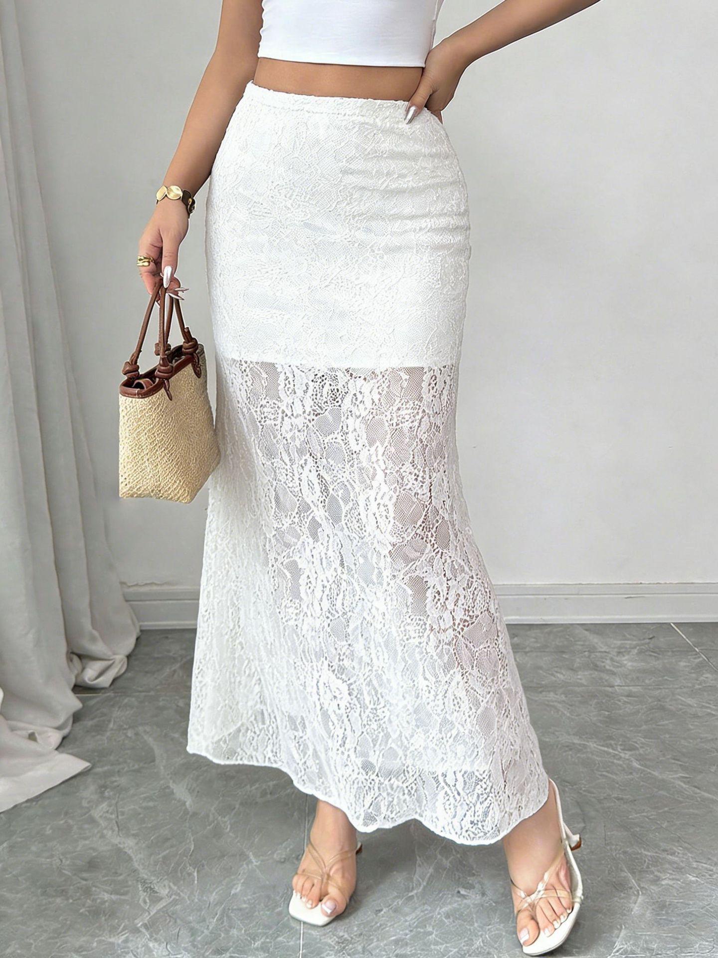 

Доступный: Y2 Черная Кружевная Прозрачная Стройнящая Женская Длинная Юбка - Европейская и Американская Мода Весна/Лето. Extra Extra Large белый