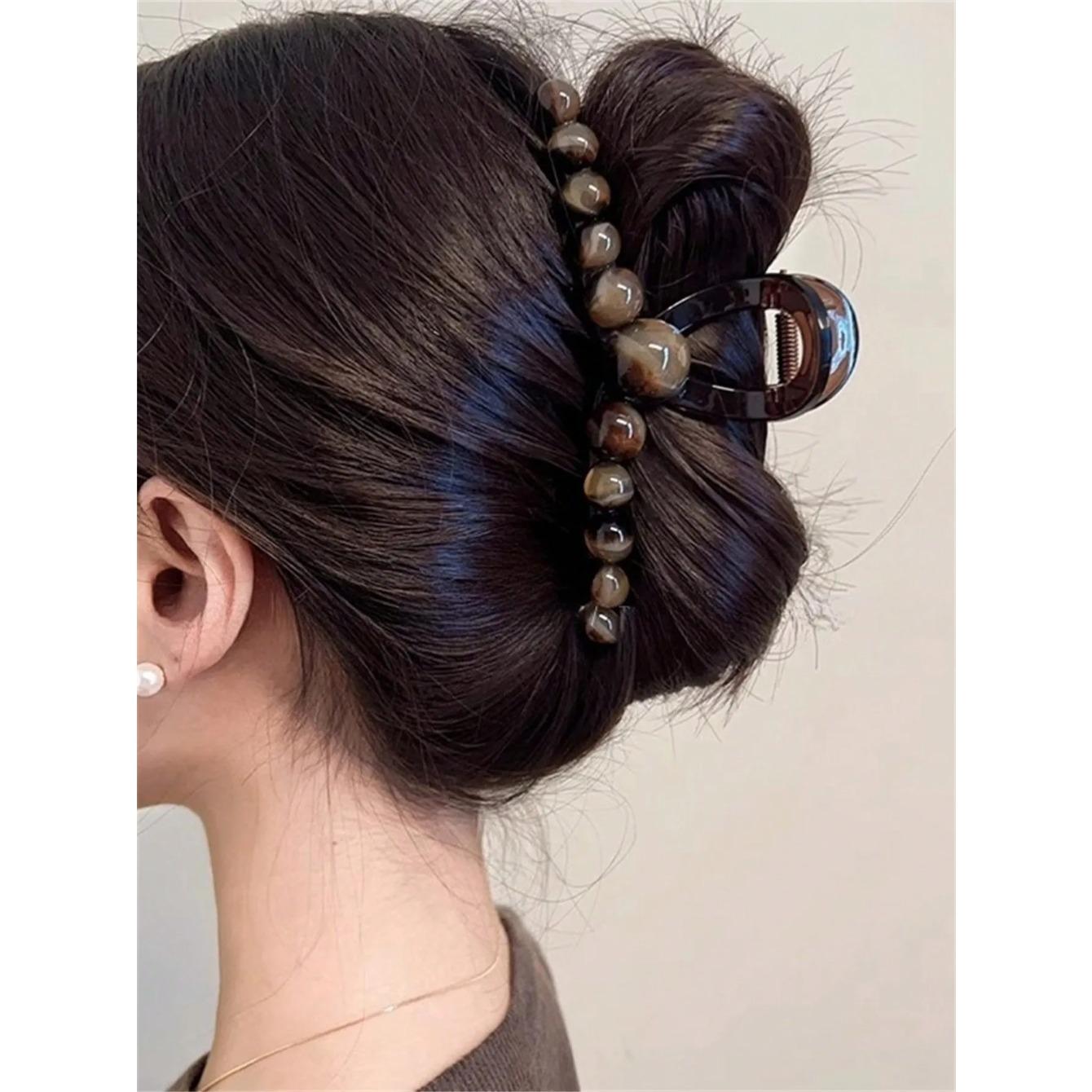 

1 Женская ретро градиентная заколка для волос с бусинами Геометрическая заколка Зажим-акула Модная заколка для всего объема волос Аксессуары для волос Size fits all