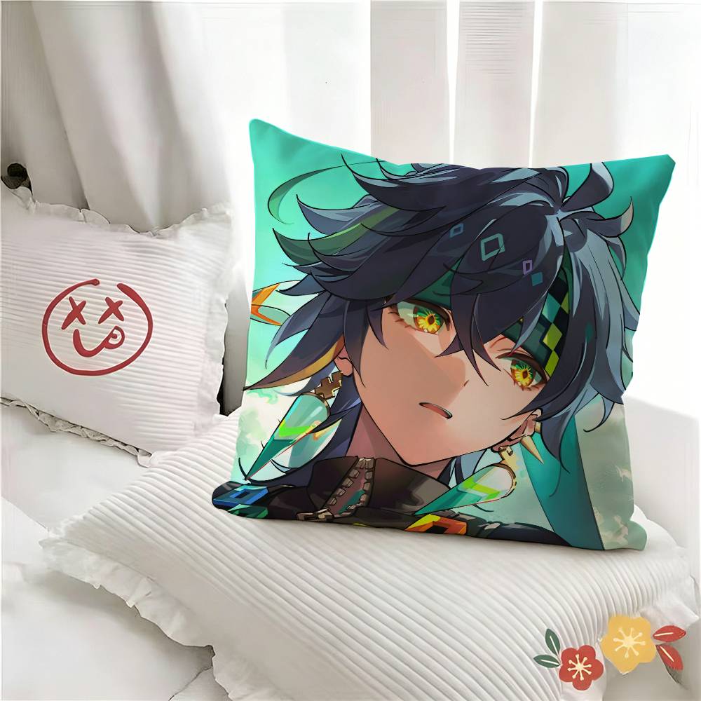 Kinich Chibi Cute Cool Art Genshin Impact Game Pillow Case Fashion Square Pillowcase Bedroom Sofa Room Ins Decoration Leisure