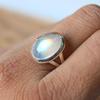 Moonstone Silver Ring  925 Sterling Silver Solid Red Stone Fashion Statement Rings for Women's Gift Idea Gemstone Jewelry Gemstone Handmade Rings