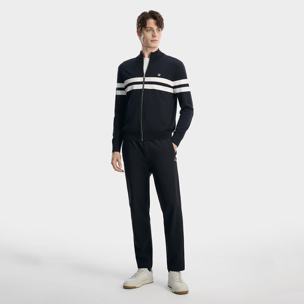 Fila Heritage Classic Einfach Mode Lässig Vielseitig Bequem Gestrickte Jacke Herrenjacken Legendär-Blau F11M618406FNV