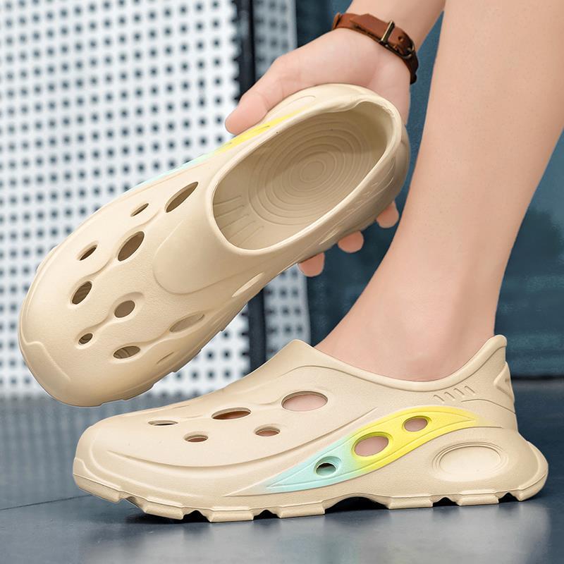 Hole shoes men's 2025 summer new casual outer wear breathable thick-soled non-slip and wear-resistant driving men's bag head sandals