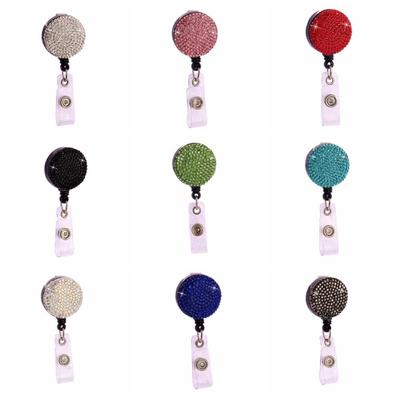 Sparkle Retractable Badge Holder Chest Card Easy Pull Buckle Keychain Nurse Badge Reel  Work Card