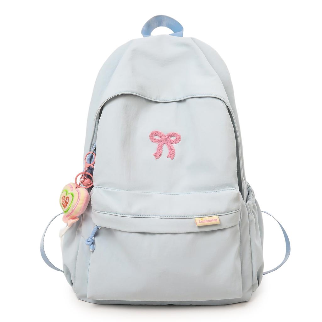 Schoolbag Korean Version of High-value Girls' Heart Bow Backpack 1011 New College Student Schoolbag for Women
