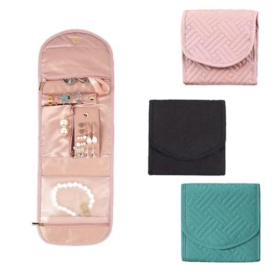 1 Pc Travel Jewelry Storage Box With Foldable Jewelry Roll, Suitable For Travel Rings, Necklaces, Earrings, Bracelets, Mini
