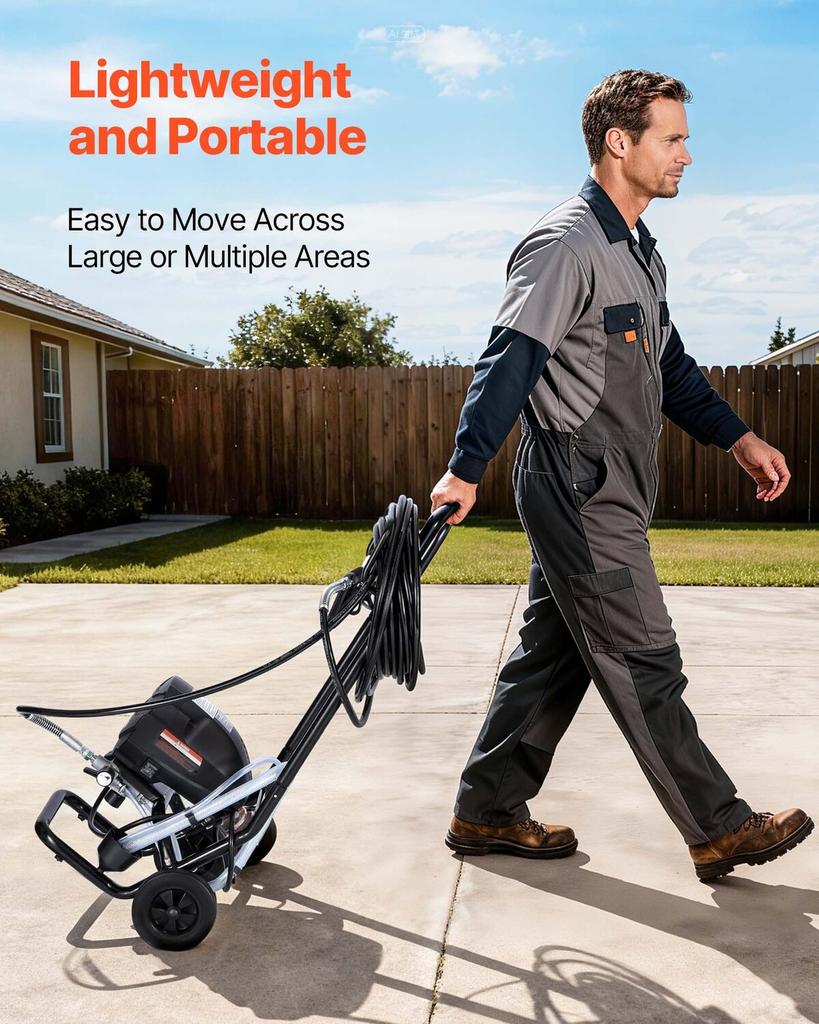 Stand Airless Paint Sprayer, 650W, 3000PSI High Pressure Airless Sprayer with Cart, Cleaning Brush, Hose, Extension Rod, Nozzles, Electric Spray Paint