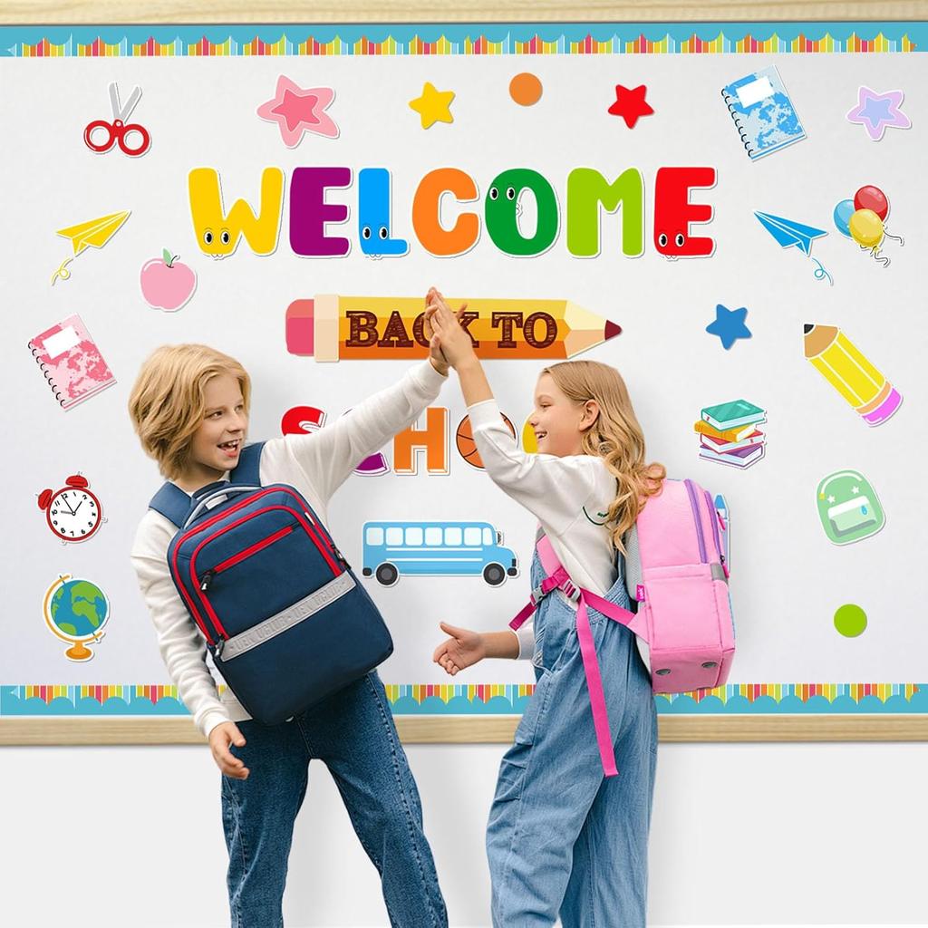 Back to School Classroom Bulletin Board Decoration Set Welcome Back to School Cutouts for First Day of School Classroom Wall Door Decorations for