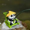 Fishing Panda Figurine Bamboo Chair Panda Resin Statue Sculpture Outdoor Yard Fishpond Aquarium Fish