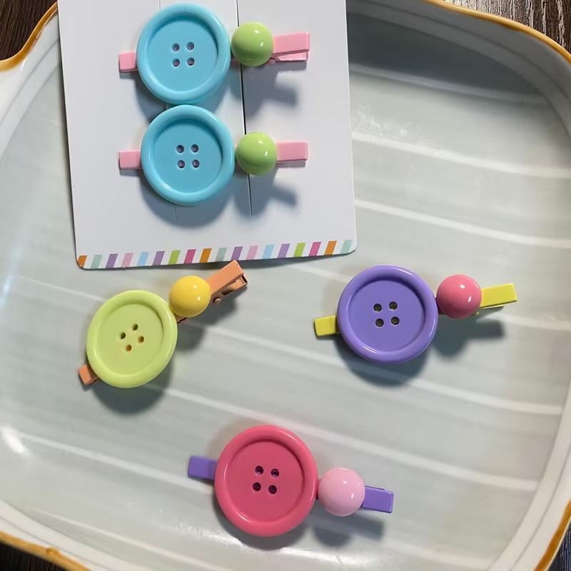 2pcs Cute Button hairclips For Baby Girls  Candy Color Ball Hair Clip Kids Kawaii Hairpins Children Barrettes Bobby Pins Gift