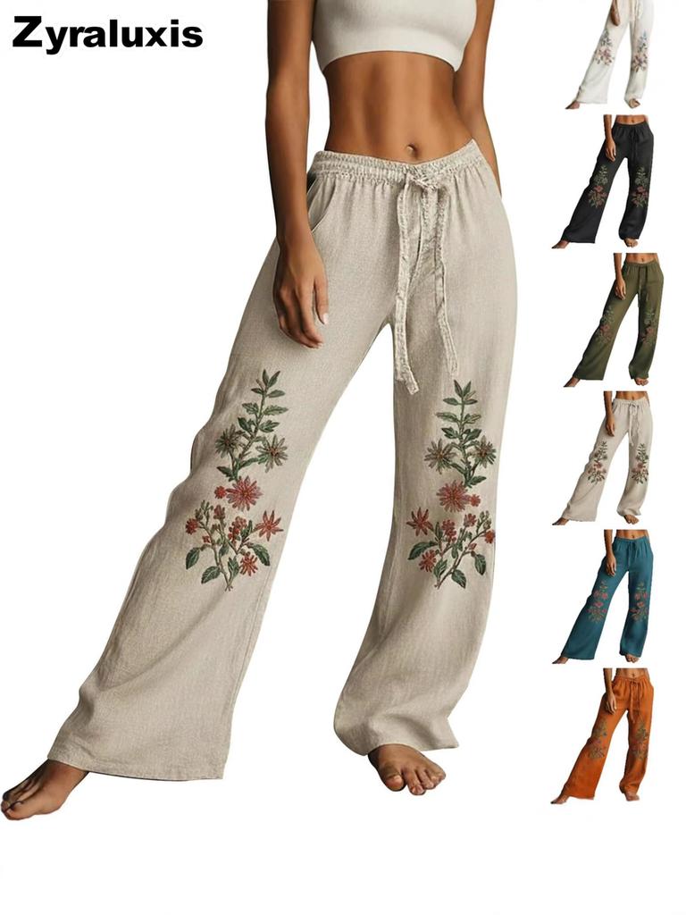 Fashion New Printed Wide Leg Pants with Belt Loop