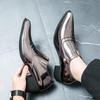 Men's Cross-Border Shiny Leather Dress Shoes - Pointed, Chunky Heel, Height Increasing, Zippered for Spring & Autumn