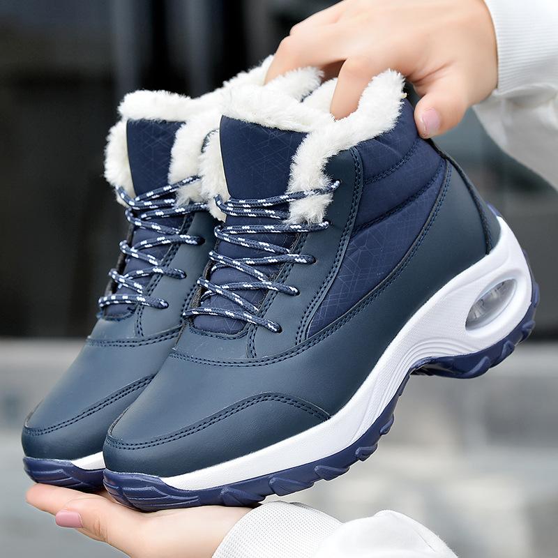 Damesko Vinter Pluss Luftpute Snøstøvler Fritid Semsket Snøring Varm Mellomhøy Bomullssko Stor Ensfarget