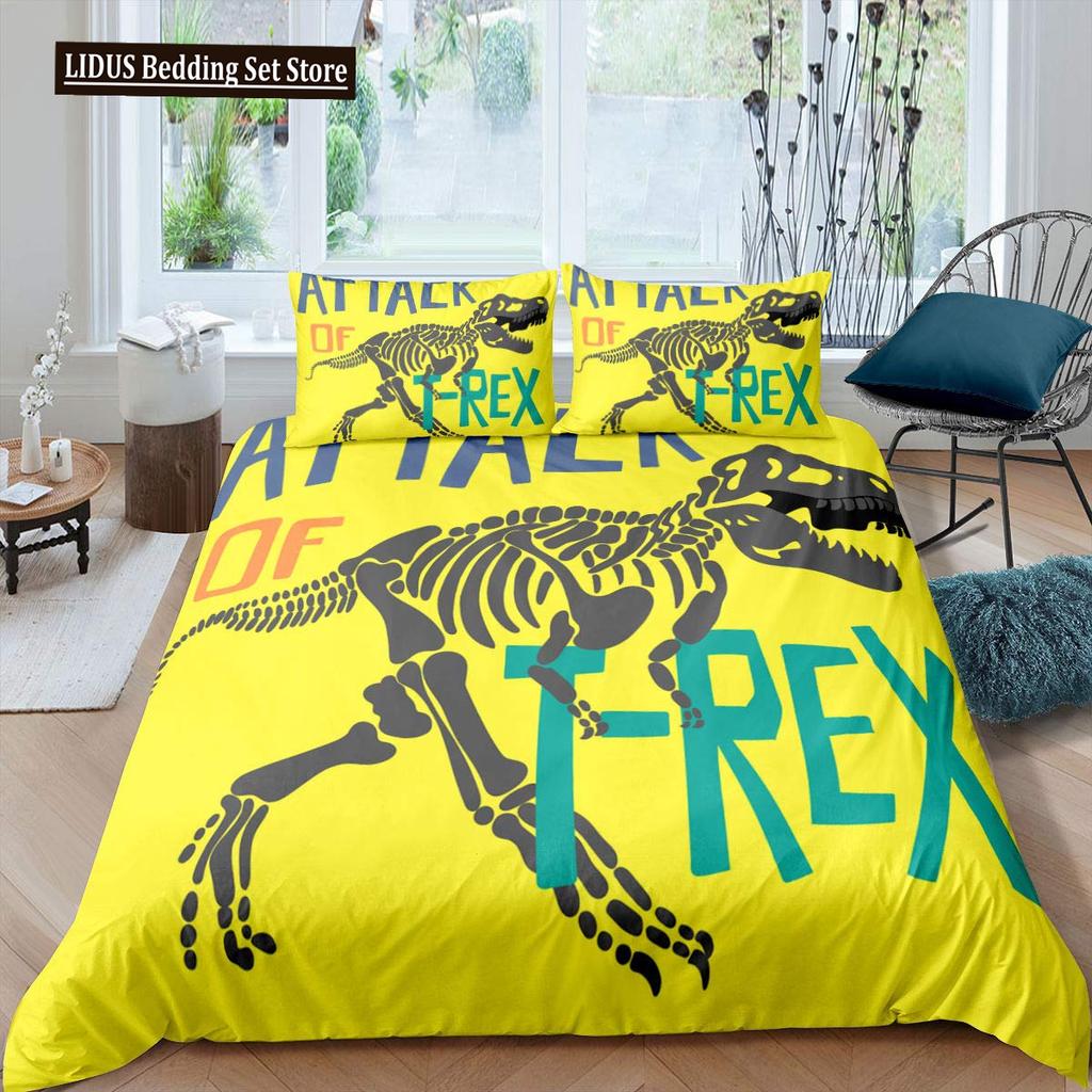 3D Dinosaur Duvet Cover Set Queen Size For Boys Dinosaur Bedding Set T-Rex Dinosaur Comforter Cover Bed Set Home Decor For Teens