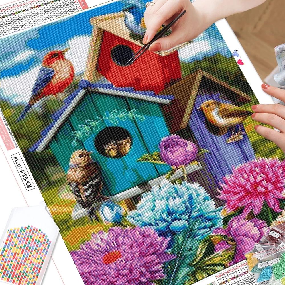 

HUACAN алмазная живопись животное полный квадратный 5D DIY вышивка птичий дом мозаика Весна ремесленный декор для дома Full Square 20*30 cm