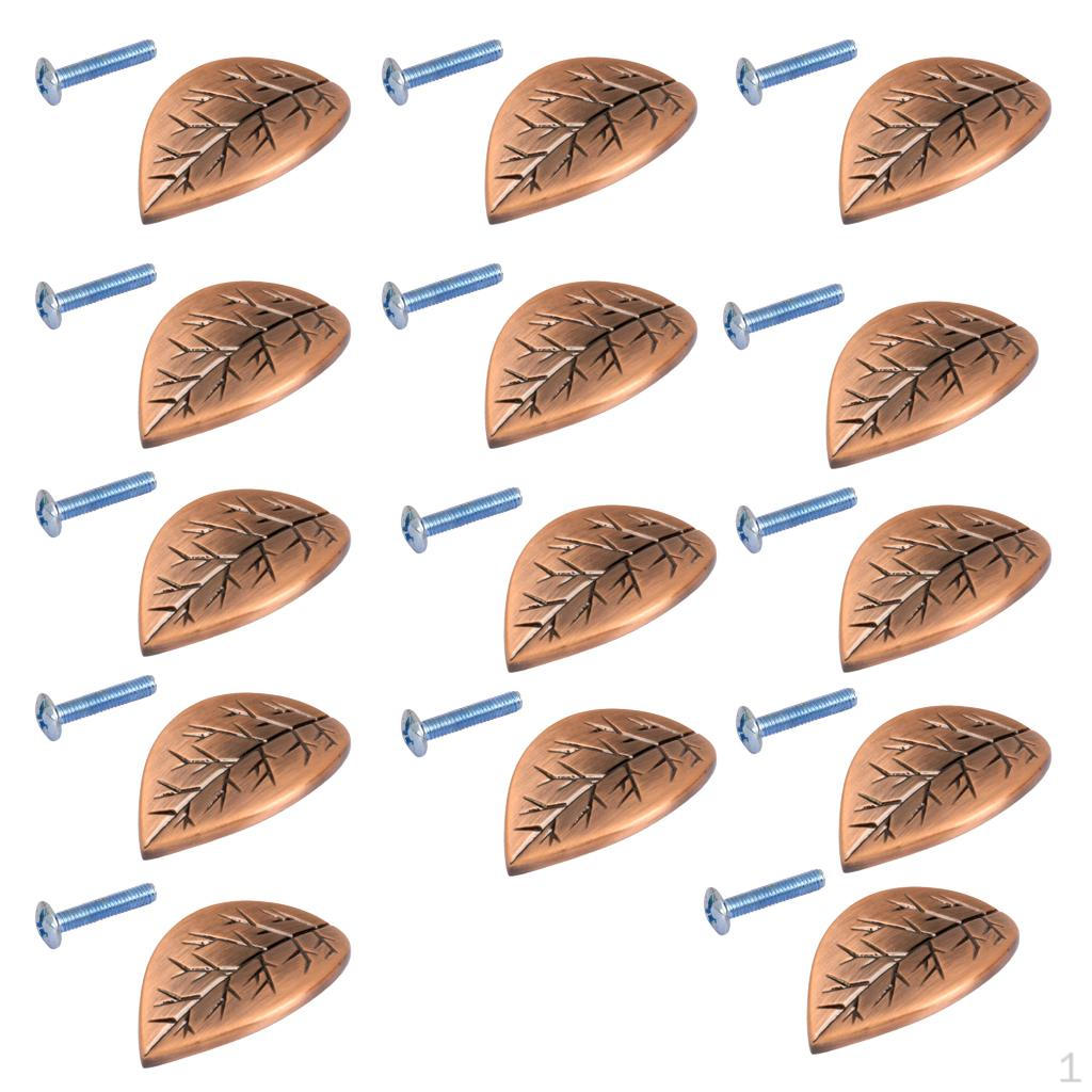14-Pieces Delicate Leaf Shaped Cabinet Door Drawer Bin Handle Pull Knob Red Bronze