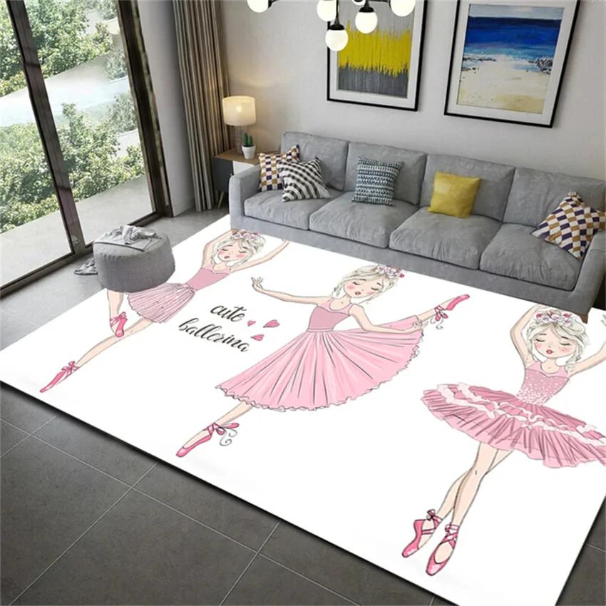 Cartoon Ballet Girl Carpet for Kids Room Kawaii Children's Room Carpets for Baby Girl Nordic Soft Bedroom Rug Floor Mats To Play