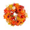 1 Pc 40cm Autumn Home Decor Wreath, Harvest Festival Decor Front Door Wreath, Pumpkin, Ears of Wheat, Straw, Maple Leaves Wreath