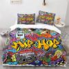 Set Copripiumino Graffiti King Set Biancheria da Letto Microfibra Hip Hop Moderno Street Art Copripiumino Per Bambini Ragazzi Decorazione Camera da Letto Giovani