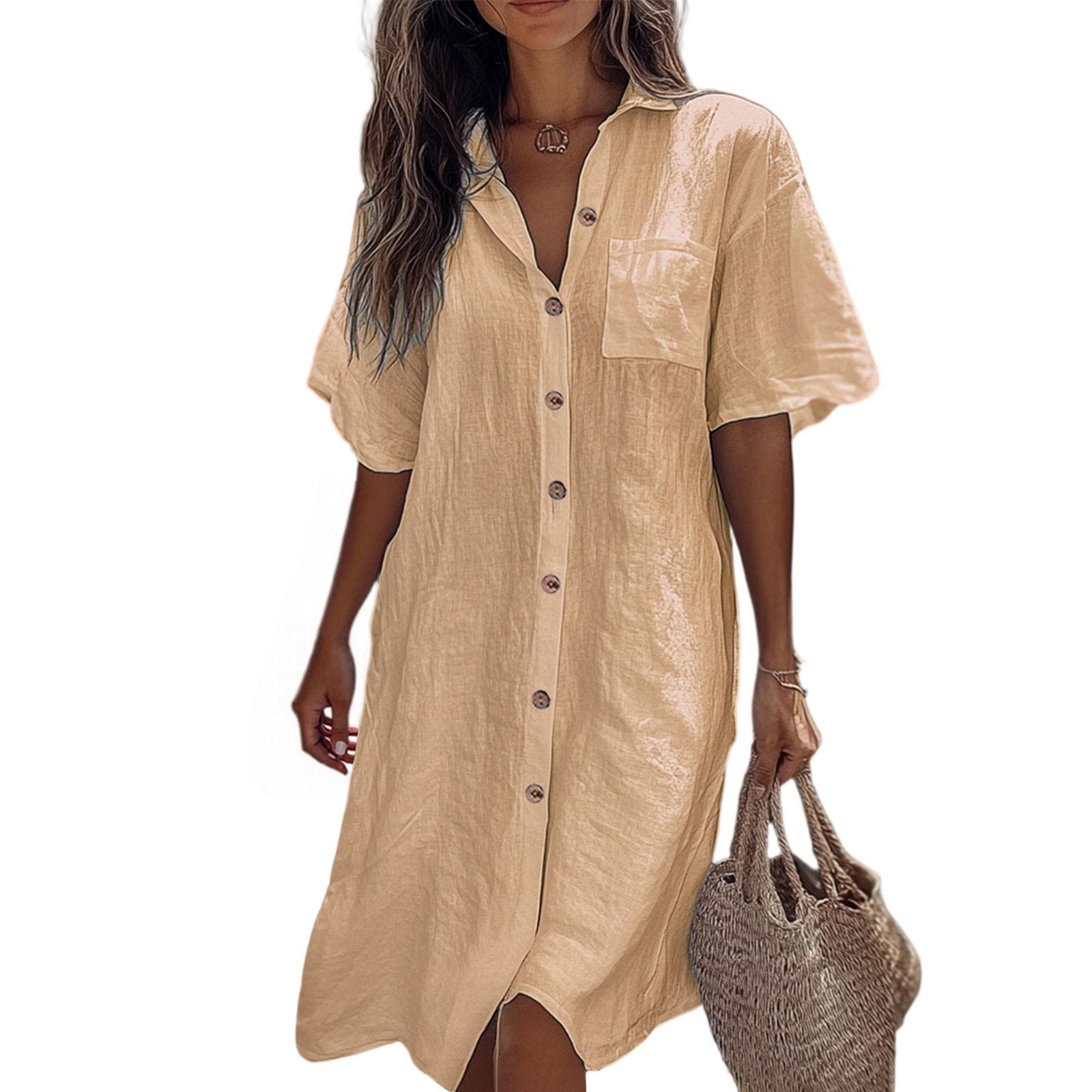 

Женское повседневное платье-кардиган с короткими рукавами и стандартной длиной, большого размера XXL жёлтый