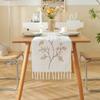 Embroidery Table Flag Linen Table Cloth Tassel Coffee Table Table Runner Home Long Table Decoration Cloth Rustic Style Table Flag Sideboard
