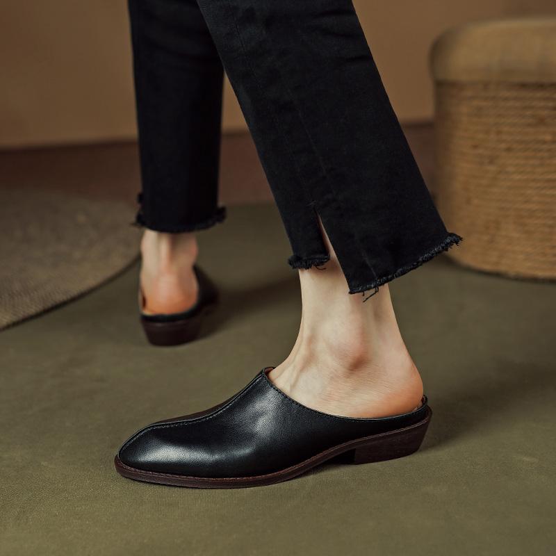 Fashion 2024 New Summer Women Shoes Mules Shoes for Women Outdoor Slippers Women Chunky Heel Cover Toe Slippers Shoes Zapatos De Mujer