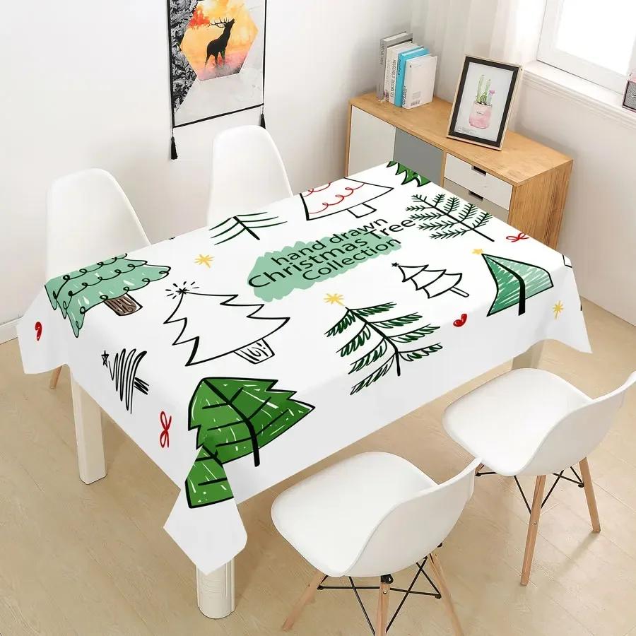 Rectangular Green Christmas Table Cloth Cover Party Tablecloth For Dining Tables Decoration Coffee Manteles Para Fiesta