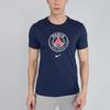 Men's Nike Paris Saint-Germain Crest Large team logo Printing Round Neck Casual Short Sleeve Blue DJ1316-410