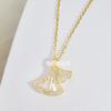 Full Diamond Ginkgo Leaf Necklace Women'S Premium Temperament Versatile Zircon Pendant Delicate Necklace