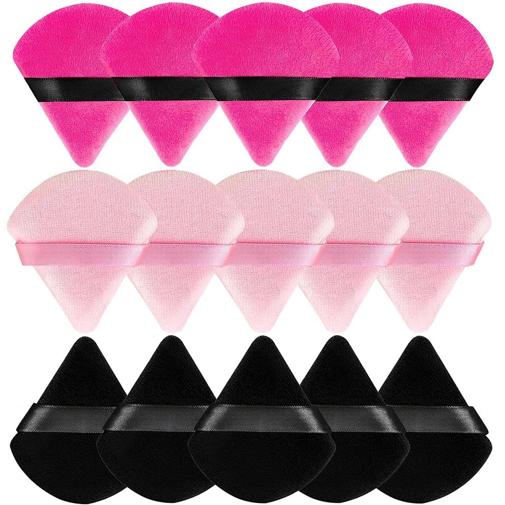 Rubyface 15pcs Triangle Powder Puff For Women Makeup Sponge puff Multicolored Face Dry Wet Makeup Puff for Loose Powder Body Powder, Cotton Cosmeti