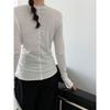 Luxi Korean Style Versatile Rolled Edge Round Neck Bottoming Shirt for Women Autumn New Long-sleeved Inner Slim Fit Top