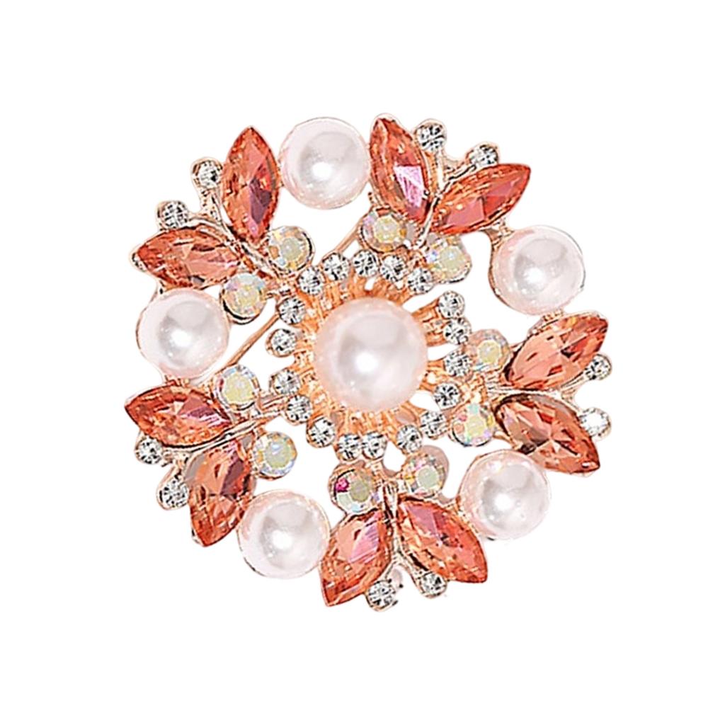 Elegant Crystal Pearl Flower Brooch For Women Vintage Rhinestone Scarf Pin Multi Purpose Jewelry Gift