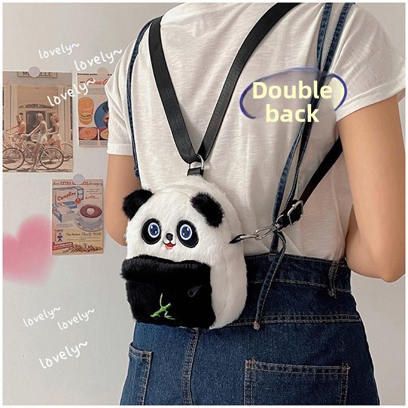 Panda Bag Plush With Zipper Closure For Daily Use And Cute Cartoon Style