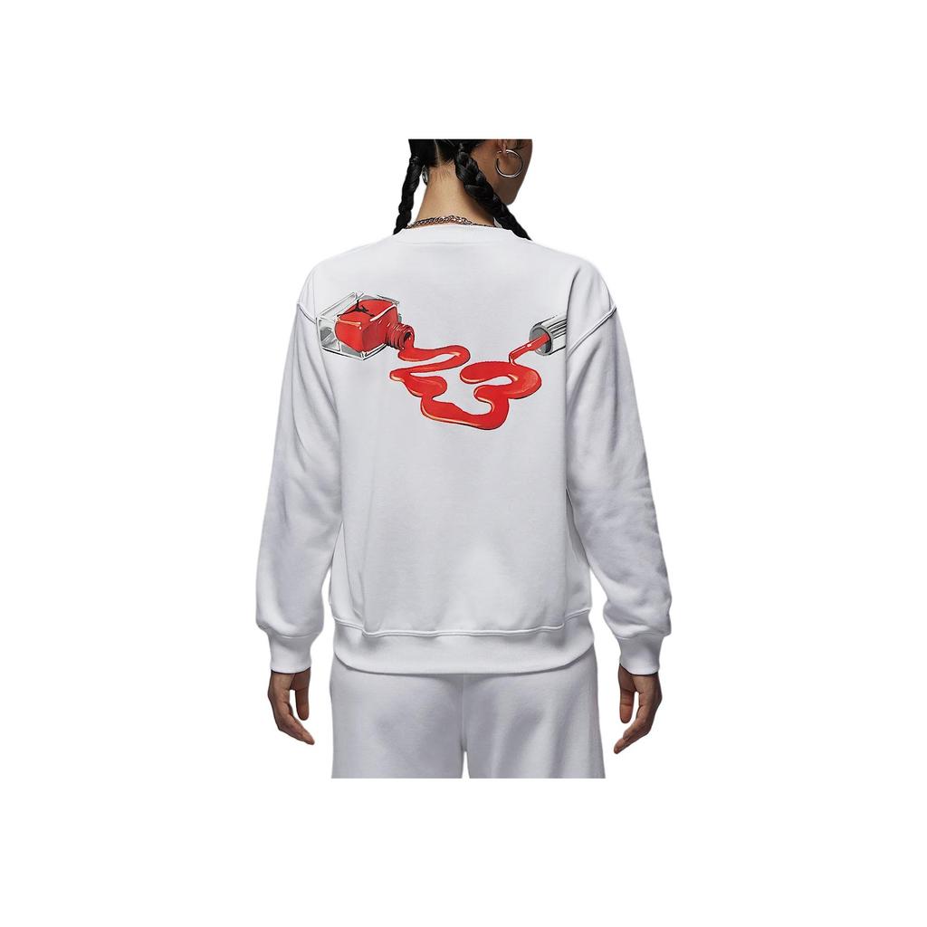 Jordan Brooklyn Fleece Casual Soft Crew Neck Pullover Long Sleeve Sweatshirt Women Tops White HV9371100
