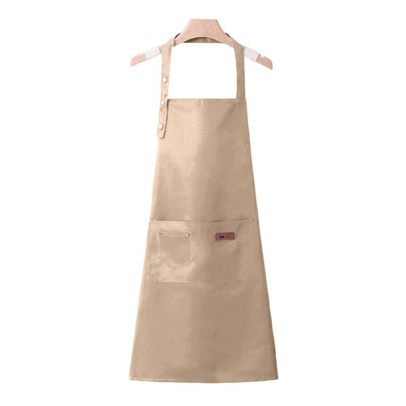 Oil Resistant Kitchen Apron With Triple Adjustable Button Easy Clean Waterproof Polyester