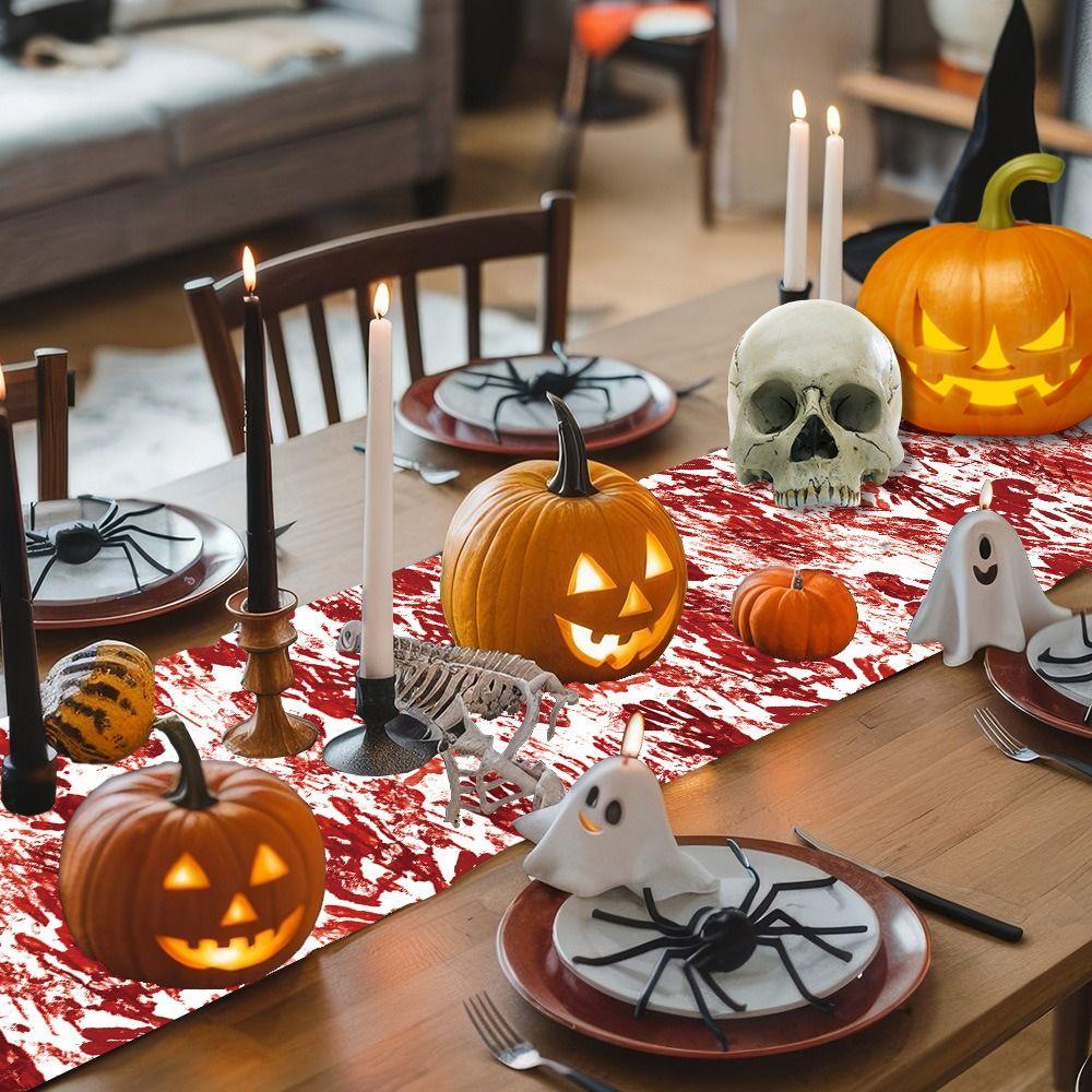 Bloody Halloween Decorative Tablecloth Handprint Table Cover Scary Placemat Halloween Party