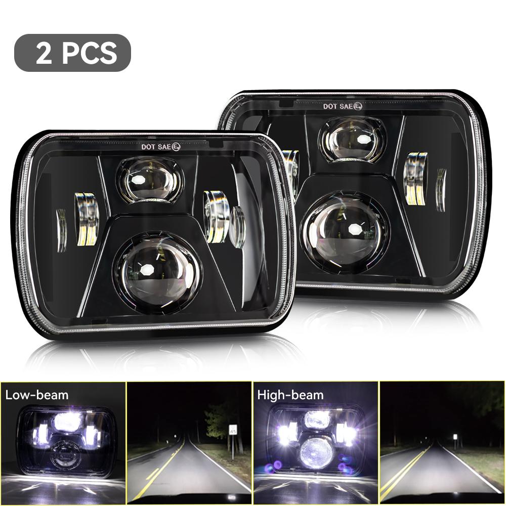 For Cherokee XJ Wrangler YJ Accessories H6054 H5054 H6054LL 6052 6053 Car 110W 5x7 Inch Led Headlights 7x6