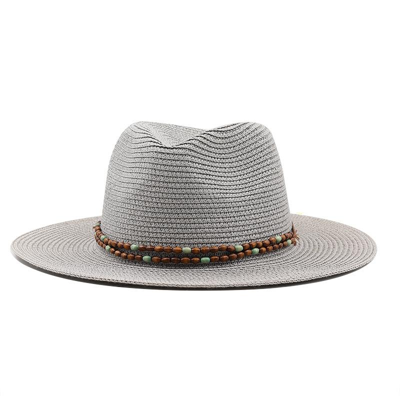 European and American straw woven fashion western cowboy hat summer seaside beach sun protection sunshade big brim straw hat women