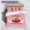 Set cuvertură de pilota 3 buc (1 * Husă de pilota + 2 * Față de pernă, Fără Miez), Set de așternut cu imprimeu Strawberry Shortcake, Decor pentru dormitor, Pentru toate anotimpurile, Cadou de ziua de naștere