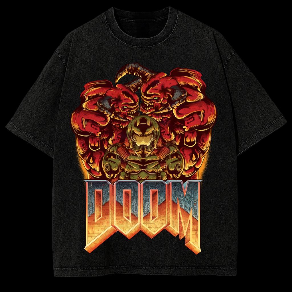 Szukałeś DOOM Vintage Spłowiony Luźny T-shirt Męski Damski Hip Hop Streetwear Y2k Harajuku Bawełniany Krótki Rękaw Wysoka Jakość Damska Męska Odzież