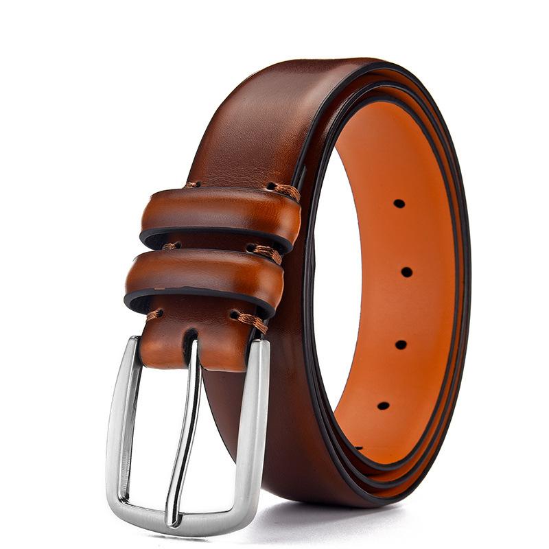 Men'S Pin Buckle Belt, Casual Cowhide Belt, Genuine Leather Belt, Men'S Belt.