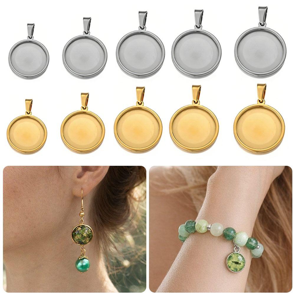 5pcs Blank Pendant Charms Round Blank Pendant Trays Versatile Tray Setting  Jewelry Making