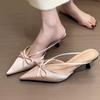 Low Heel Thin Heels Modern Slippers Dress Pull on Ladies Shoes 2025 Hot Sale Solid Butterfly-knotn Sweet Women's Slippers