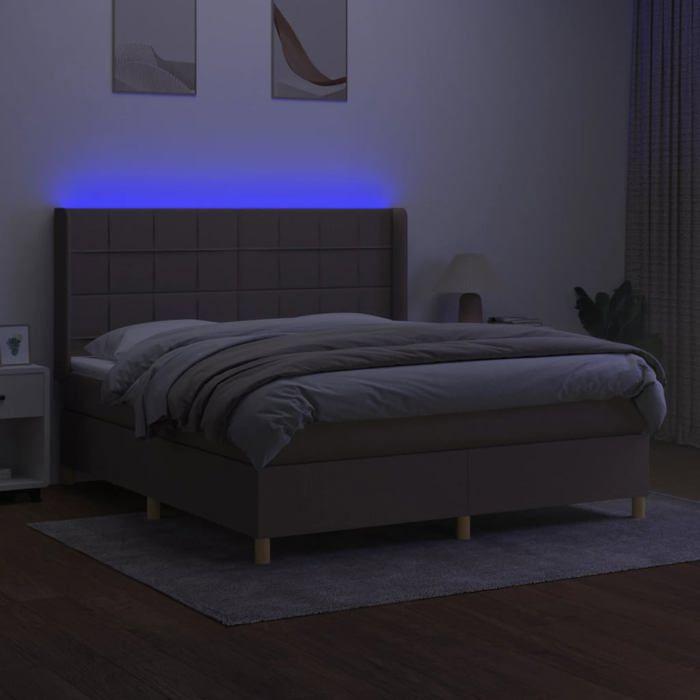Maison Exclusive - Sommier à lattes de lit matelas et LED Taupe 180x200 cm Tissu