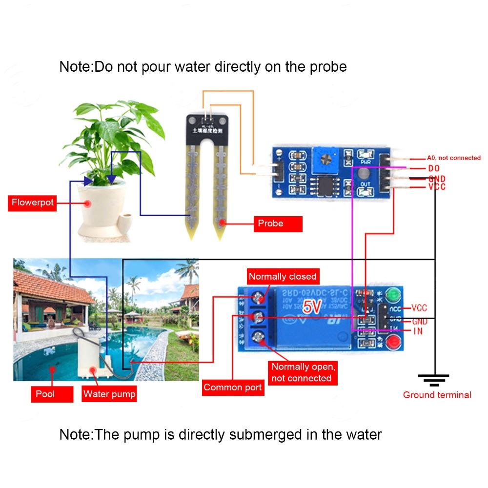 5V DIY Electronic Watering Kit Automatic System Adjustable Sensitivity Soil Moisture Sensor Pump Module