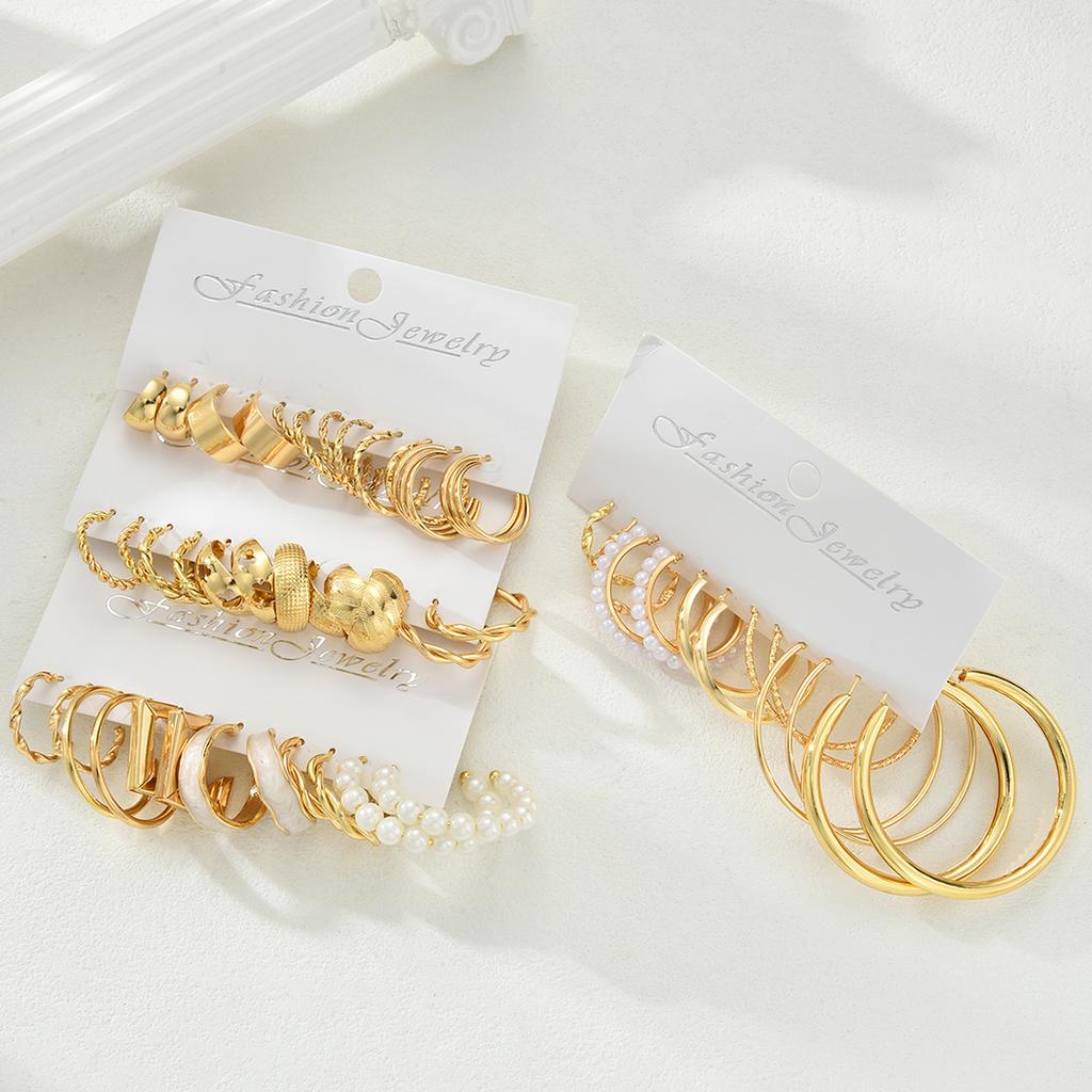 12/48pcs Bohemian Gold Color Earrings Set For Women Vintage Faux Pearl C-Shape Hoop Earrings Daily Wear Party Jewelry Gifts 2026
