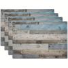 4/6pcs Farmhouse Wood Grain Placemats Set, Retro Barn Wood Grain Placemat, Rustic Cottage Style Heat Resistant Washable Placemats for Restaurant