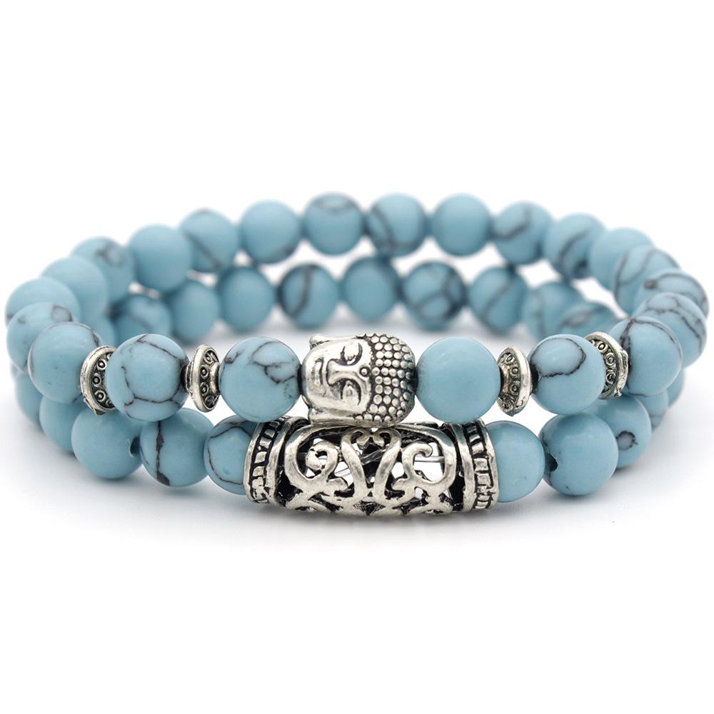 

JYL TS Bracelet Double Layer Emperor Stone Style Doubles Wealth And Luck 6106B Turquoise пустельний